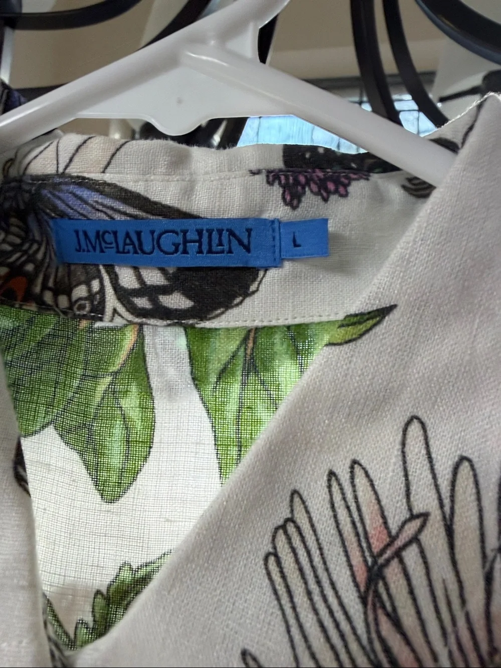 J McLaughlin 100% Linen Blouse . Bird and Butterfly print  . NEW condition - Picture 3 of 5